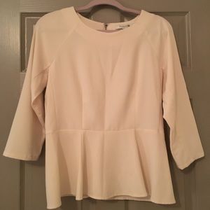 Forever 21 Ivory Peplum Blouse